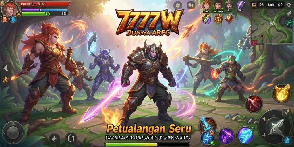 Screenshot gameplay menarik dari 7777W menampilkan aksi pertempuran yang intens.