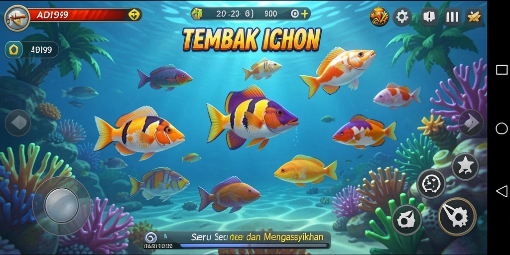 Screenshot gameplay ADI99 menampilkan aksi menembak ikan yang seru.