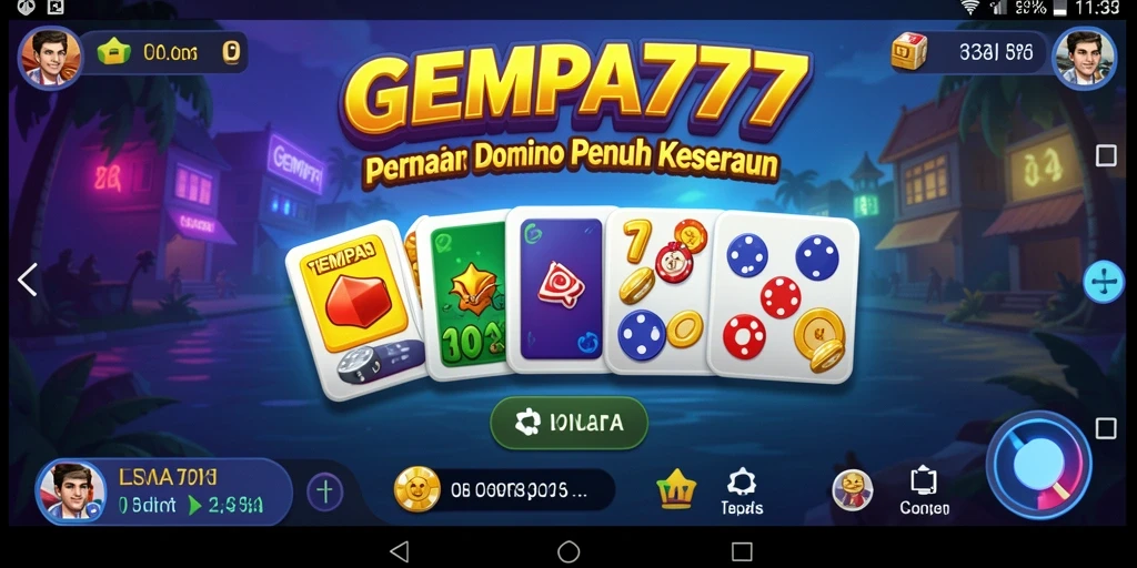 Tampilan gameplay seru di GEMPA777, menampilkan momen menegangkan permainan domino.