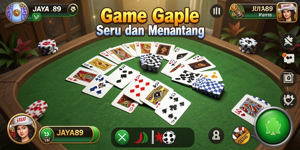 Tampilan gameplay seru Gaple di JAYA89 dengan pemain yang berinteraksi.