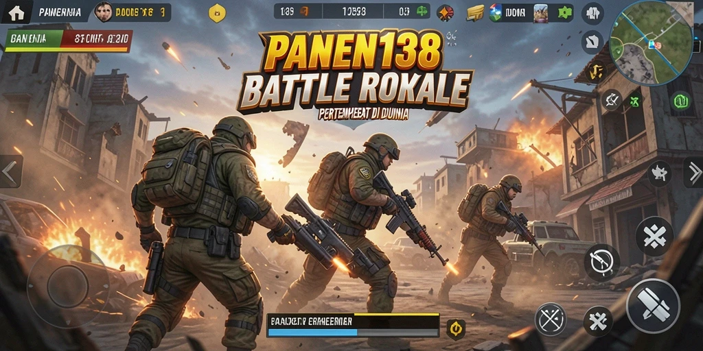 Tampilan gameplay seru dalam pertempuran Battle Royale yang intens.