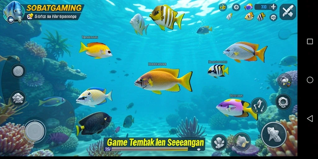 Tampilan gameplay seru dari SOBATGAMING dengan berbagai ikan.